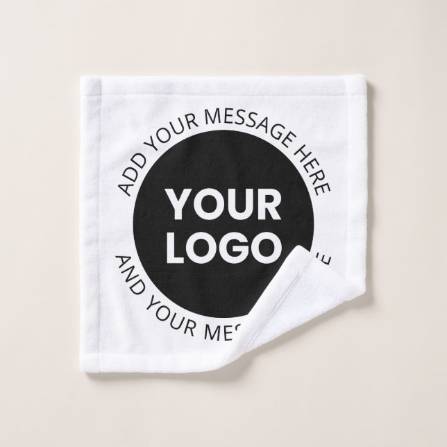 Logo d'entreprise et texte modifiable blanc et noi (Gant de toilette)