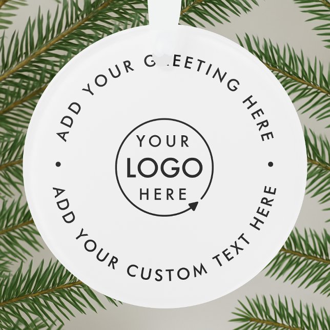 Logo d'entreprise | Simple Noël épuré minimaliste (Business Christmas ornament by Guava, featuring minimalist white design and custom company logo)