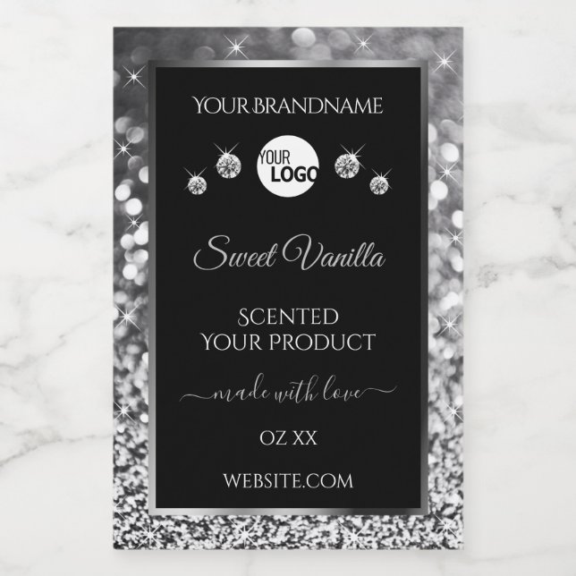 Logo des Étiquettes de produits Black Silver Parti (Étiquettes simples)