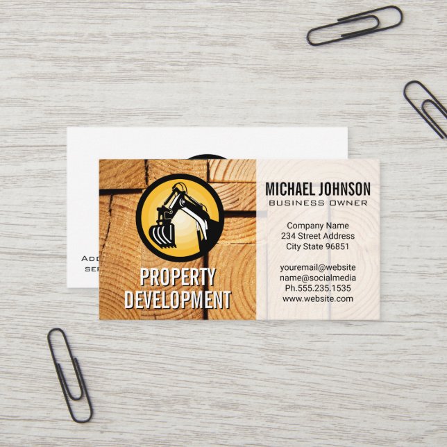 Logo des machines de construction | Cartes coupées (Devant/Arrière en situation)