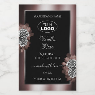 Logo des Roses Étiquettes de cadres en argent noir
