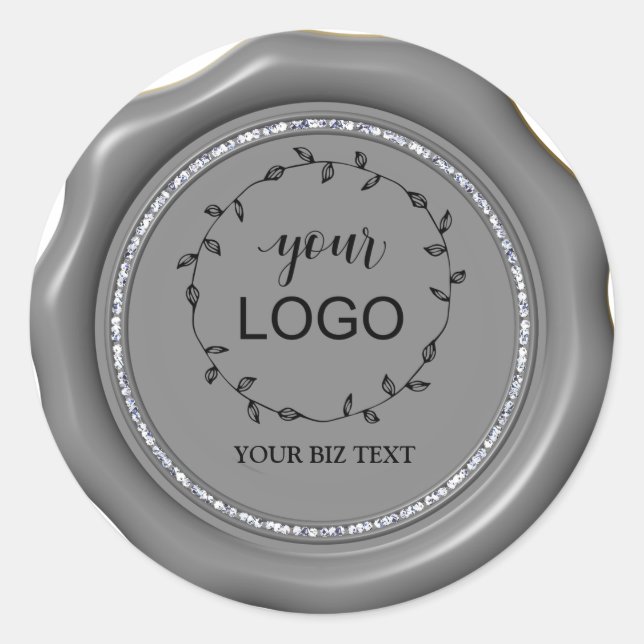 *~* LOGO Diamond Circle SILVER Wax Seal Stickers (Front)