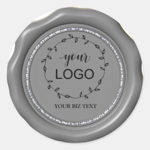 *~* LOGO Diamond Circle SILVER Wax Seal Stickers