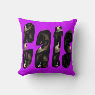 Logo Dimensionnel Chat, Coussin À Jets Magenta.