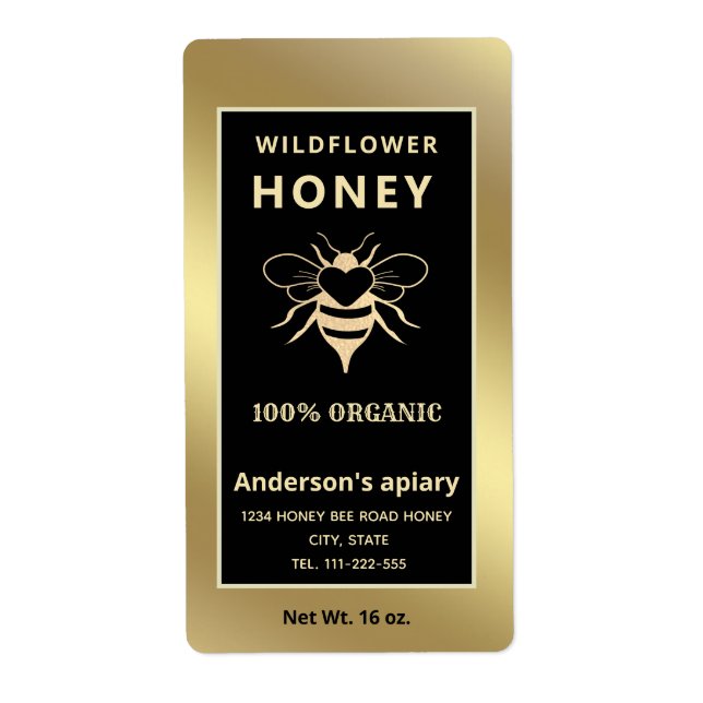 Logo d'or moderne élégant honeybee miel pot (Devant)