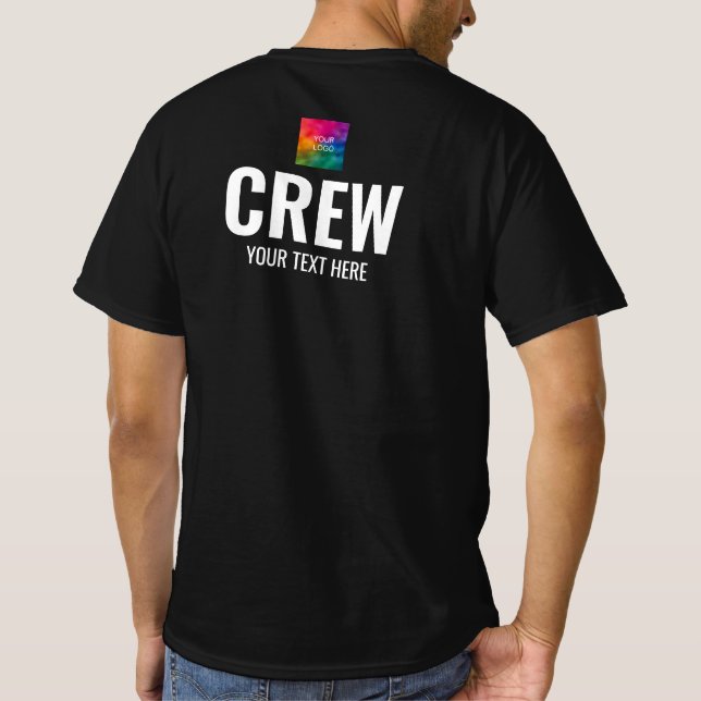 Logo Double Sided Design Crew Mens Black Value T-Shirt (Back)