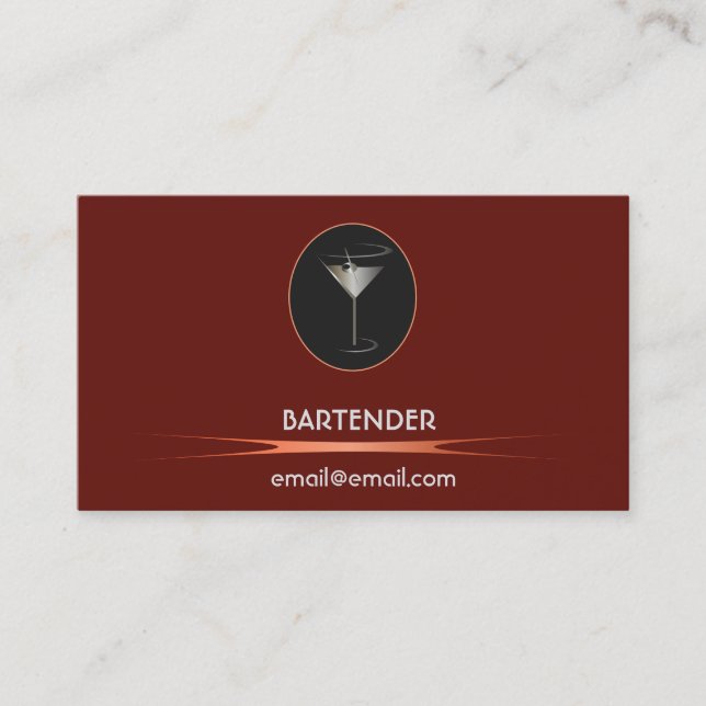 Logo du Bartending rouge cartes de visite (Devant)