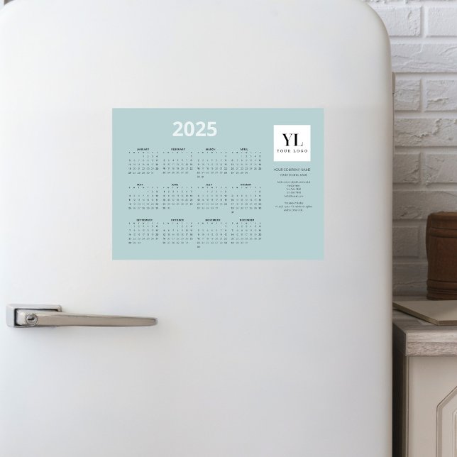Logo du calendrier 2025 Carte magnétique verte Sea (Créateur téléchargé)