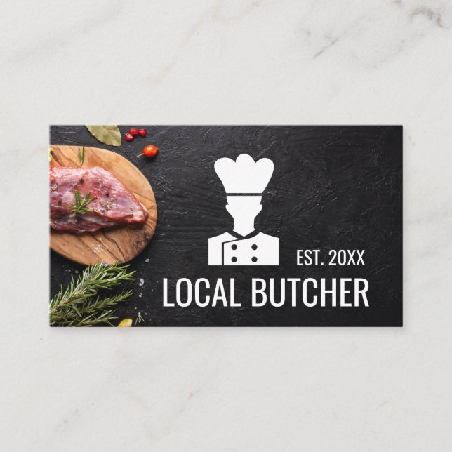 Logo du chef Boucher | Steak sur Carte de visite d (Devant)