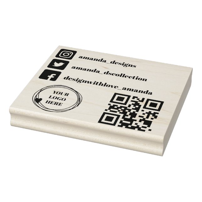 Logo du code Qr icônes des médias sociaux tampon (Tampon)
