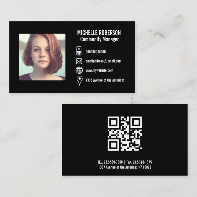 Logo du code QR ou Carte de visite d'image des icô (Devant / Derrière)