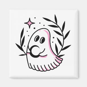 Logo du fantôme Magnet rose et noir