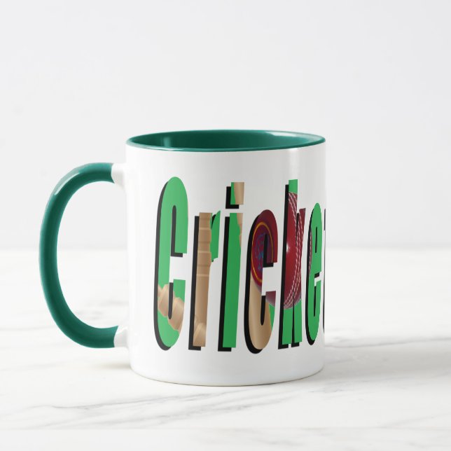 Logo Du Jeu De Cricket, Mug De Café Combo Vert. (Gauche)
