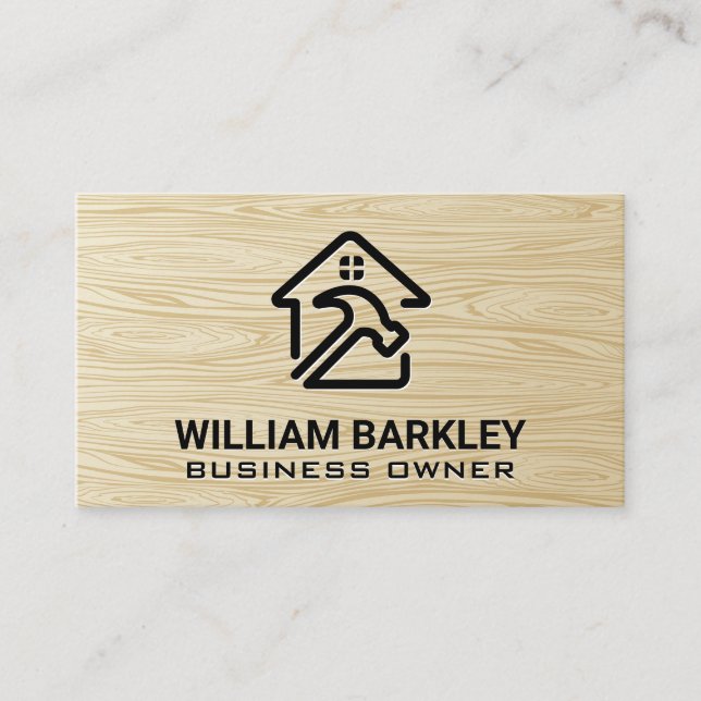 Logo du marteau | Carte de visite du grain de bois (Devant)