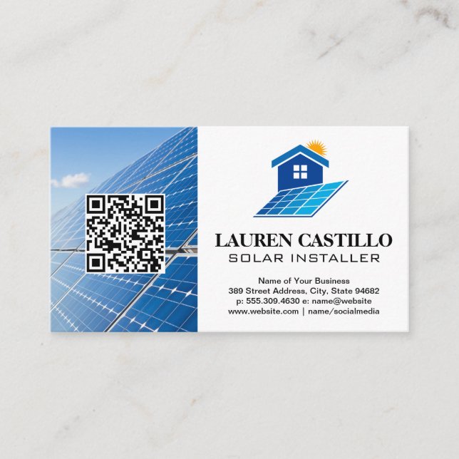 Logo du panneau solaire | Carte de visite QR (Devant)
