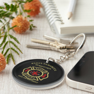 Logo du service d'incendie Badge noir et or