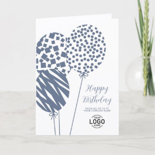 Logo Dusty Blue Balloons Corporate Birthday Card