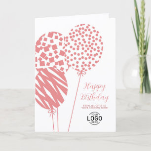 Logo Dusty Rose Balloons Corporate Birthday Card