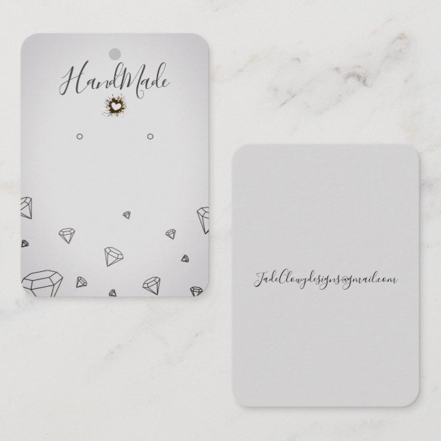 Logo Earring Display Card Grey Calligraphy (Front/Back)