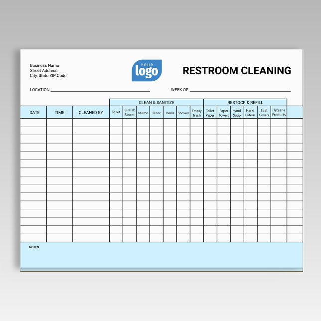 Logo Editable Office Restroom Cleaning Log Notepad (Creator Uploaded)
