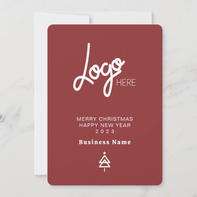  Logo Elegant Modern Christmas Holiday Card (Front)