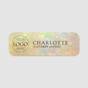 Logo Elegant Opal Stone Texture Employee/ Staff Name Tag