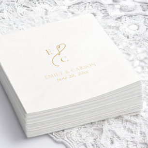 Logo élégant pour mariage avec noms et date en or