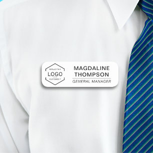 Logo Employee Job Title Black White Name Tag