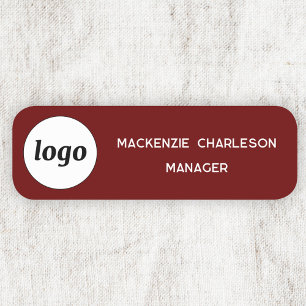 Logo Employee Staff Dark Red Business Name Tag