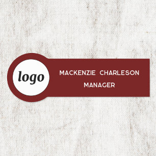 Logo Employee Staff Dark Red Business Name Tag