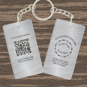 Logo en métal brossé argent et code QR Acrylique