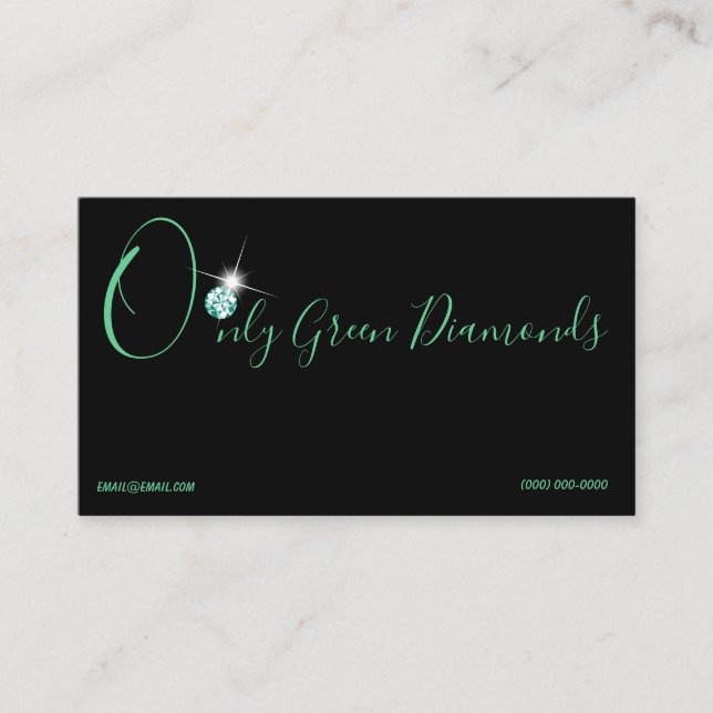 Logo en Rhinestone Cartes de visite initiaux Vert (Devant)