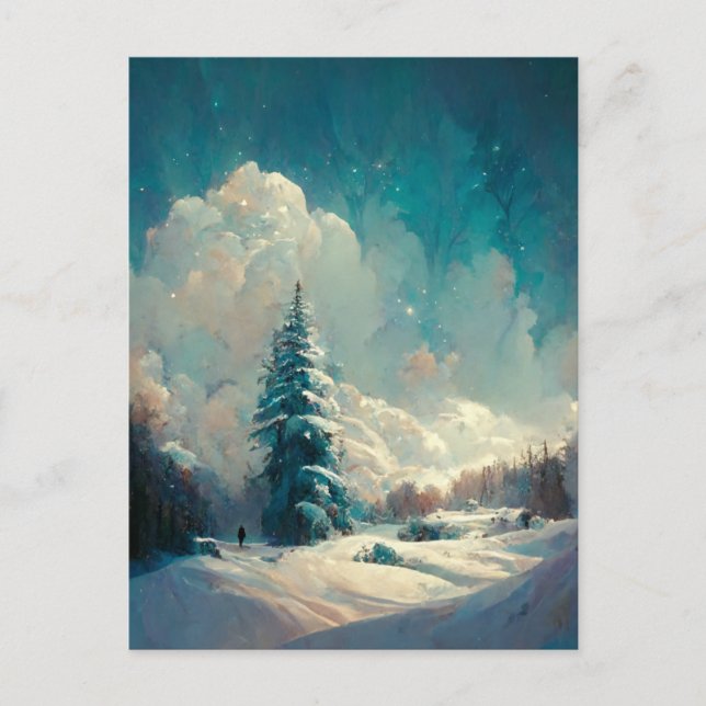 Logo Entreprise Arbre de Noël Paysage Carte postal (Devant)