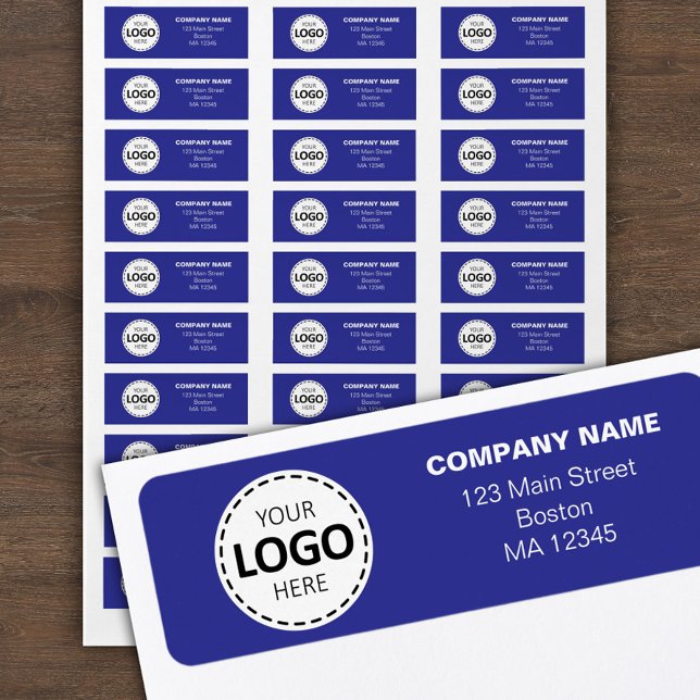 Logo et adresse de retour personnalisés bleu (Créateur téléchargé)