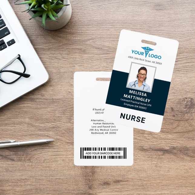 Logo et badge d'identification de l'employé de l'h (Hospital Employee Nurse RN Logo and Photo ID Badge)
