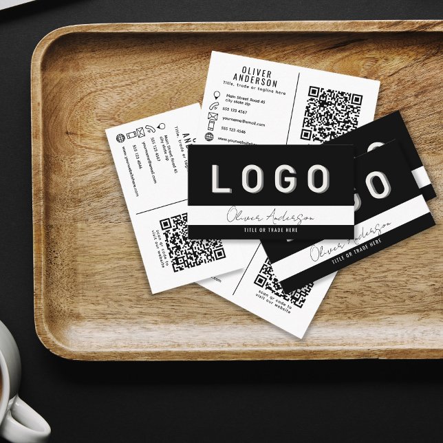 LOGO et code QR Carte de visite noir (Créateur téléchargé)