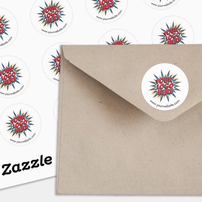 Logo et site Web personnalisé Stickers blanc rond  (Créateur téléchargé)