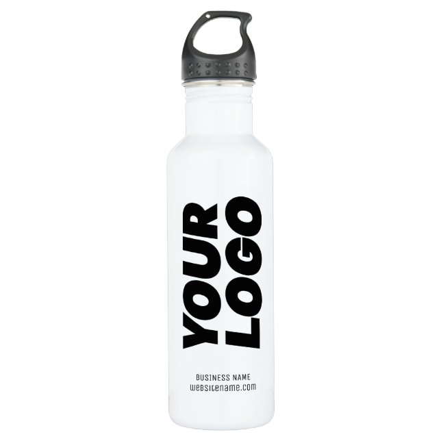 Logo et texte personnalisés sur bouteille d'eau bl (Devant)