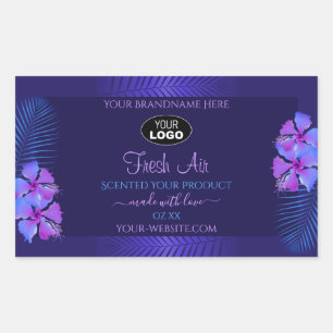 Logo Étiquette de produits bleu foncé Fleurs viole