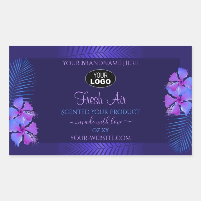 Logo Étiquette de produits bleu foncé Fleurs viole (Devant)