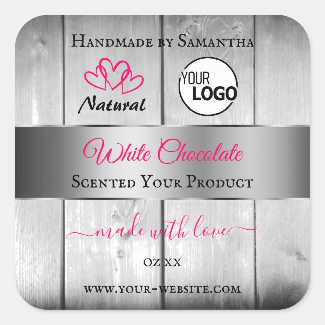 Logo Étiquette du produit en bois blanc rose argen (Devant)