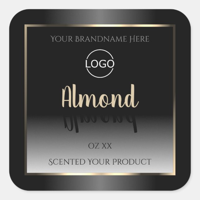Logo Étiquette Gold Frame de luxe noir blanc (Devant)