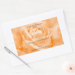 Logo Étiquette orange Rose Palm Feuille