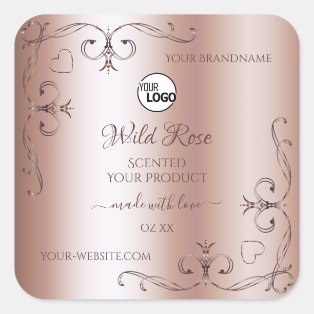 Logo Étiquette Rose Golden Ornate de luxe (Devant)