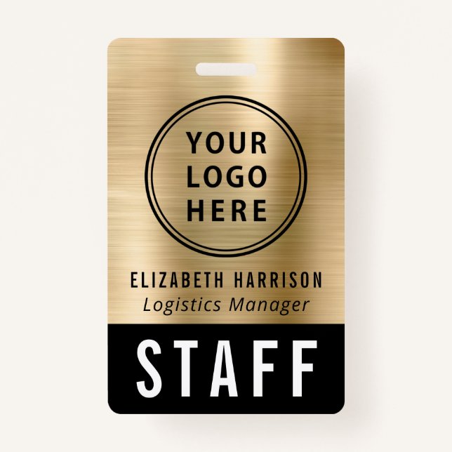 Logo Event Staff Employee Gold Identification Badge (Front)