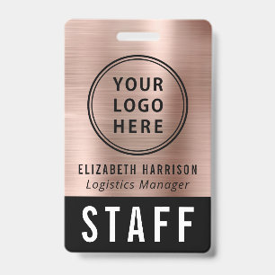Logo Event Staff Employee Rose Gold Identification Badge