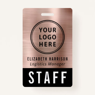 Logo Event Staff Employee Rose Gold Identification Badge