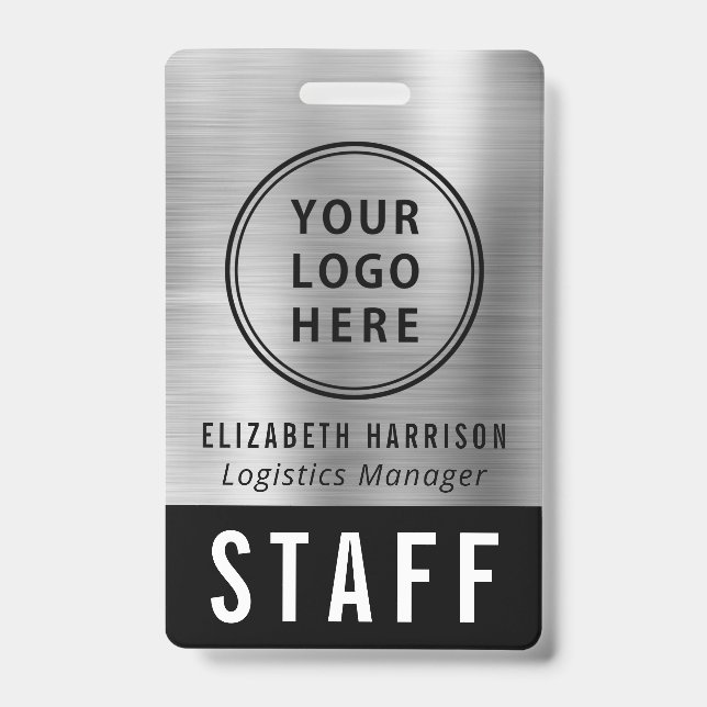 Logo Event Staff Employee Silver Identification Badge (Front)