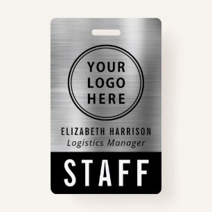 Logo Event Staff Employee Silver Identification Badge