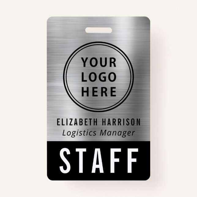 Logo Event Staff Employee Silver Identification Badge (Front)